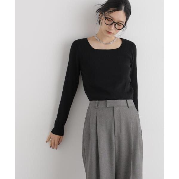 ニット セーター CICA＆UVカット加工スクエアネックリブニット レディース