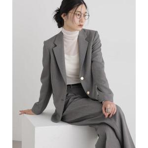 ジャケット テーラードジャケット シャンブレーシャークスキンシングル金釦ジャケット(セットアップ可) レディース