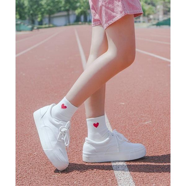 靴下 EK637/レディース ハート刺繍デザインクルーソックス/靴下(NEZ) レディース メンズ