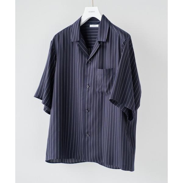 シャツ 半袖 「STUDIOUS」Cupra Stripe Open Shirts / キュプラスト...