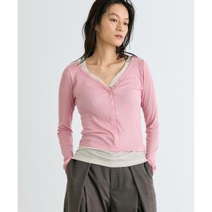 tシャツ 「CLANE/クラネ」CURVED NECK LAYERED SET TOPS/カーブネックレイヤードセットトップス レディース