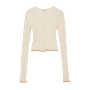 カーディガン 「CLANE/クラネ」CONTRAST TRIM SHEER KNIT CARDIGAN/コントラストトリムシアーニットカーディガン レディース