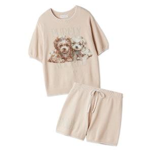 パジャマ ルームウェア 「WEB限定」「セット商品」DOGラメジャガードプルオーバー＆ショートパンツSET レディース