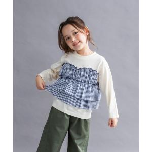 tシャツ 「WEB限定/DRC」チェックドッキング長袖Tシャツ キッズ 子供服 女の子