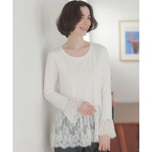 tシャツ レースコンビ カットソー レディース