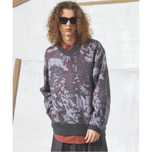 セーター ニット 「UNISEX」Abstract Pattern Prime-Over V-nec...