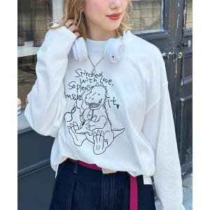 tシャツ ぬいを縫いたい恐竜刺しゅうロンTEE レディース