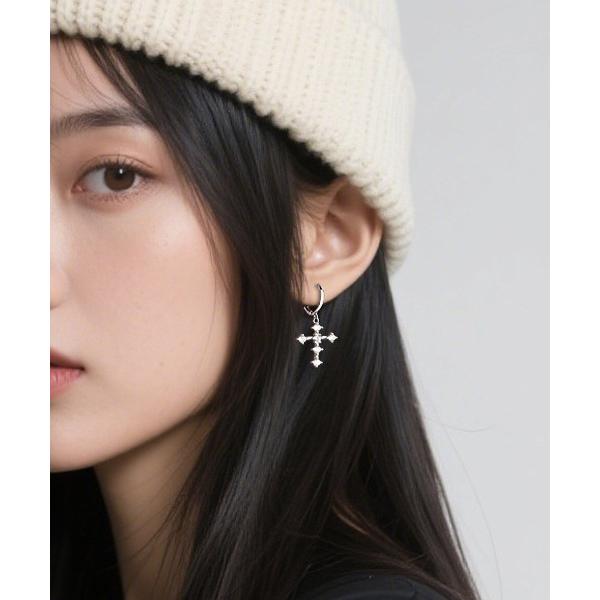 ピアス シルバークロスストーン付きピアス/両耳用/レディース(T3) レディース メンズ