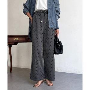 パンツ フロッキードットストレートパンツ レディース