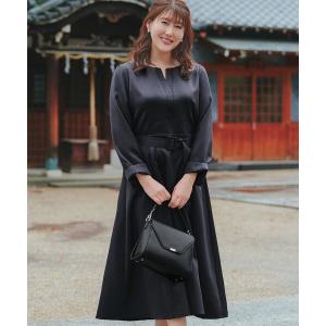 ワンピース 「安めぐみさん着用」キーネックポケットワンピース