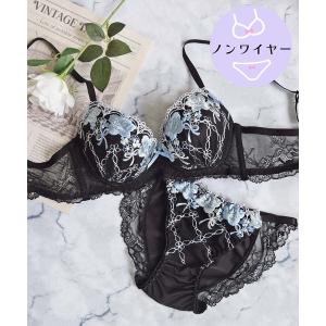 ブラジャー ショーツセット 「ノンワイヤー/ラクして整う！ストレスフリーで上品なフィット感♪」上下セット/M-LL/脇高キューティーブーケ