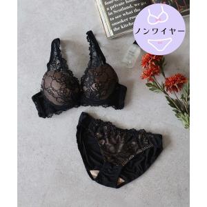 ブラジャー ショーツセット 「ノンワイヤー/ラクして整う！ストレスフリーで上品なフィット感♪」上下セット/M-LL/脇高グラマラスナイトレース