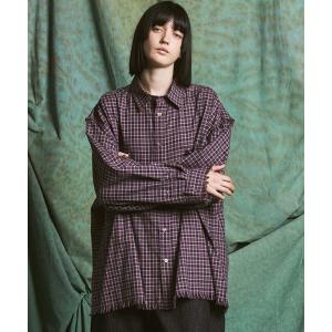 シャツ 「UNISEX」「Italian Dead Stock Fabric」Prime-Over Regular Collar Cut-off Plaid Shirt/「イタリアンデッドストックファブリック」プライムオー…