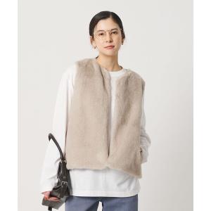 ベスト ジレ ポリエステル フェイクファー ベスト レディース