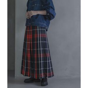 ロング スカート チェックプリーツイージースカート