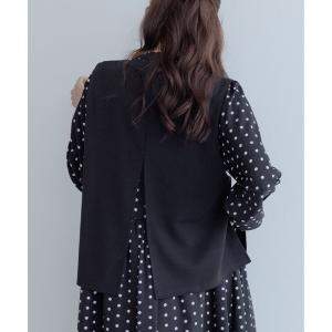 ベスト ジレ 「mochiz」重ねるだけでコーデが決まる。バックスリット ノーカラー ジレ ベスト ストレッチ レディース