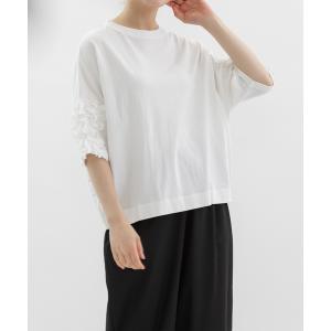 tシャツ USコットンフリル5分袖Tシャツ レディース