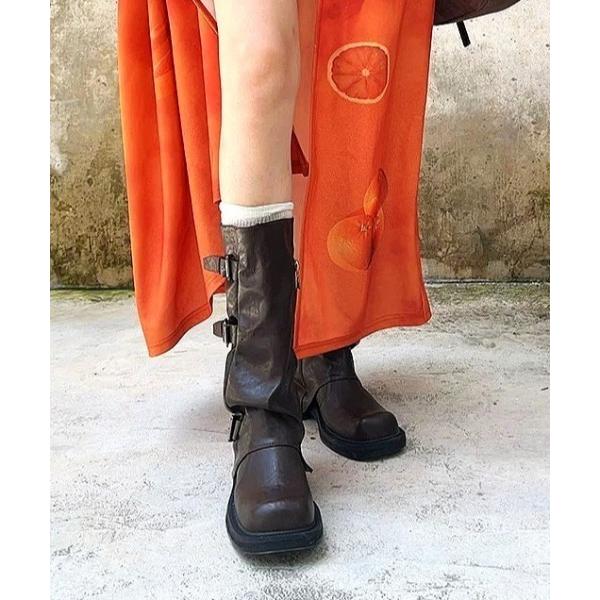 ブーツ Belted cover middle boots レディース