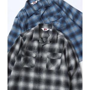 シャツ BEN DAVIS/ベンデイビス HEAVY PLAID SHIRT/オーバーサイズ 起毛 オンブレチェック フランネル長袖シャツ/ワークシャツ/レディース メンズ