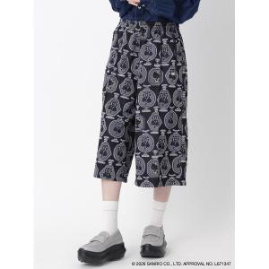 ワイドパンツ パンツ H．A．K×HELLO　KITTY　ヘリンボーンフラワーとハローキティ／香水瓶とバラとハローキティ　ニットジャカードガウチョパンツ