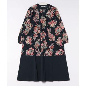 ワンピース 忘れな草のうさぎプリントミニ裏毛ワンピース