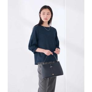 tシャツ ツイストスリーブギンガムチェックカットソー レディース