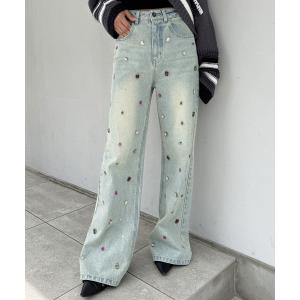 ジーンズ デニム デニムパンツ ジュエリーフレアデニム レディース