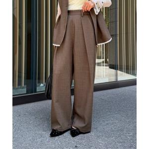 ワイドパンツ スラックス パンツ ウエストシャツレイヤードスラックス レディース