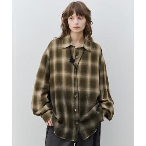 シャツ AIVER　スプレー加工オンブレチェックシャツ メンズ レディース