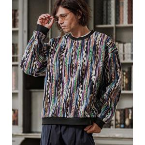 セーター ニット mn3295-Boucle Multicolor Stripe Crewneck クルーネックプルオーバー(PF-262-016) メンズ