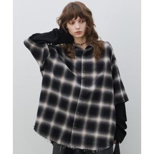 シャツ AIVER　ワッフルレイヤードオンブレチェックシャツ メンズ レディース