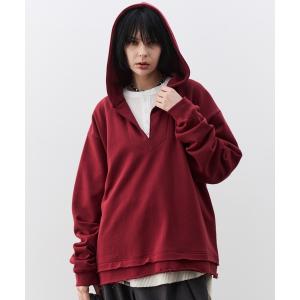 パーカー AIVER　ヘビー裏毛カットオフレイヤードパーカー メンズ レディース