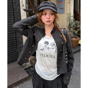 ジャケット ノーカラージャケット 「ツイード / チェック」ナポレオンジャケット レディース