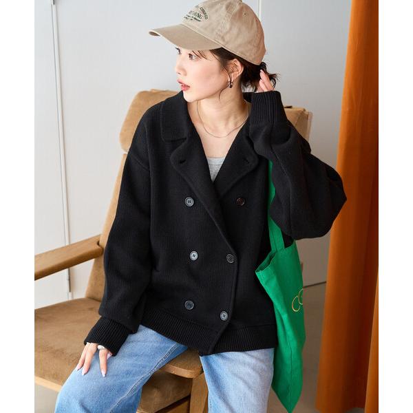 コート アウター 限定展開　ニット ダブル ボタン ジャケット レディース
