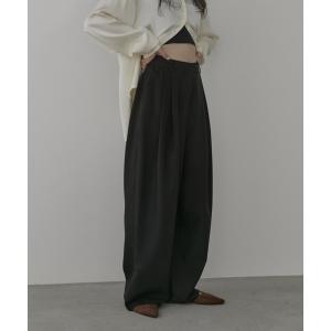 ワイドパンツ スラックス パンツ ツータックルーズスラックスパンツ レディース