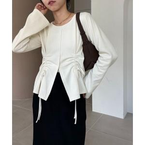 tシャツ 「新色/エクリュ・ブラウン」ドロストリブTシャツ レディース