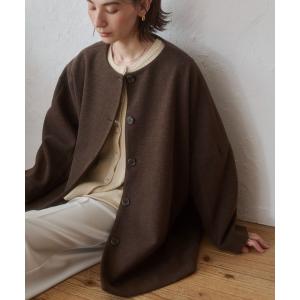 ノーカラーコート コート カットメルトン ノーカラー ミドルコート / オフィスカジュアル / 通勤 / 秋服 / 冬服 レディース