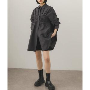 ワンピース フロントシャーリングシャツワンピース