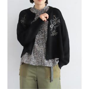 ニット セーター 「予約」クレマチス刺繍　ショートカーデ レディース