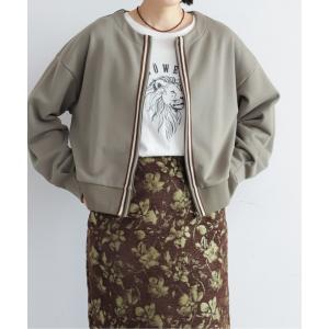 tシャツ テープコンビ裏毛　ノーカラーZIPカーデ レディース
