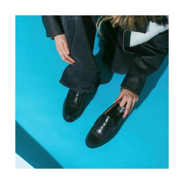 ローファー EMBOSSED LOAFERS BLACK CROCODILE COMBI メンズ