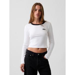 tシャツ リブ クロップド リンガーTシャツ レディース