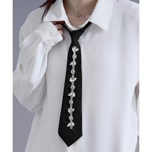 ネクタイ rose detail easy-on tie/フラワービジューネクタイ