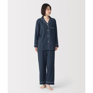 パジャマ ルームウェア 婦人　脇に縫い目のない　二重ガーゼ長袖パジャマ レディース