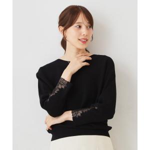 ニット セーター 「手洗い可」オーガンジーフラワーニット レディース