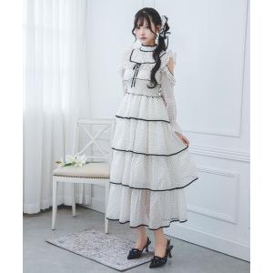 ワンピース 2wayシアードットティアードロングワンピース