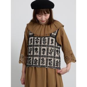 ベスト ジレ フラワーステッチビスチェ レディース