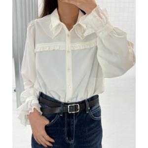 ブラウス シャツ pleats frill classical blouse / プリーツフリルブラウス レディース