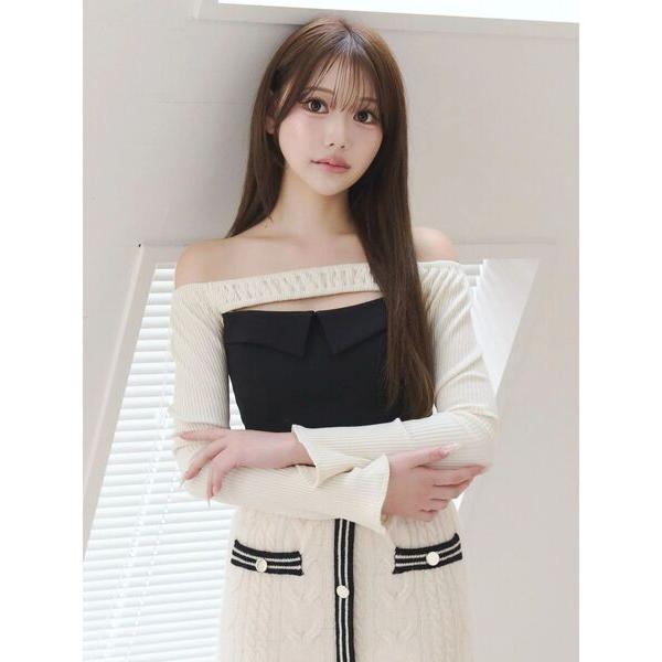 tシャツ カットアウトオフショルTOP レディース