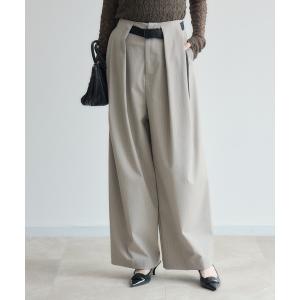 ワイドパンツ パンツ cloche ベルト付ストライプパンツ レディース